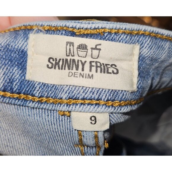SKINNY FRIES DENIM Jeans Womens Jr Sz 9 Retro 80s 90s Color Block Streetwear NEW - Picture 8 of 10